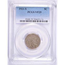 1921-S BUFFALO NICKEL PCGS VF-25