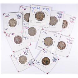 (11) BUFFALO NICKELS (13 I,13-D I,13 II,16,17,17-D,18-D,20,20-D, 20-S, 23-S)