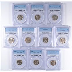 (10) 1946-S JEFFERSON NICKELS PCGS MS-64/65