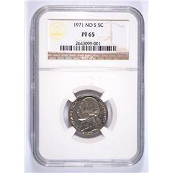 1971 PROOF JEFFERSON NICKEL NGC PF-65 (NO S) RARE RARE RARE