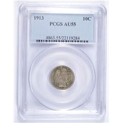 1913 BARBER DIME PCGS AU-55