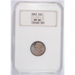 1957 ROOSEVELT DIME NGC MS-66