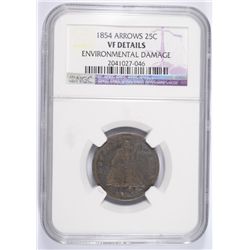 1854 SEATED QUARTER NGC VF DETAILS