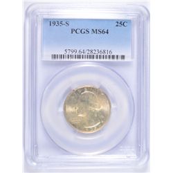 1935-S WASHINGTON QUARTER PCGS MS-64
