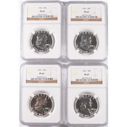 LOT OF( 4 )  1961 FRANKLIN HALF DOLLARS, NGC PROOF-67