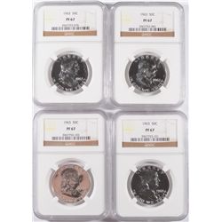 LOT OF( 4 )  1963 FRANKLIN HALF DOLLARS, NGC PROOF-67