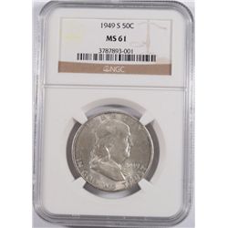 1949-S FRANKLIN HALF DOLLAR NGC MS-61