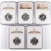 Image 1 : LOT OF ( 5 ) WASHINGTON QUARTERS, NGC PROOF-67: ( 2 ) 1961 & ( 3 ) 1963