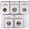 Image 1 : LOT OF ( 5 ) 1958-D WASHINGTON QUARTERS, NGC MS-65