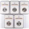 Image 1 : ( 5 ) WASHINGTON QUARTERS, NGC MS-65: 1959, 1959-D, 1960, 1960-D AND 1963-D