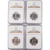 Image 1 : LOT OF ( 4 ) 1961 WASHINGTON QUARTERS, NGC MS-65