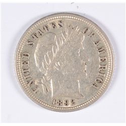 1892 BARBER DIME, AU-55