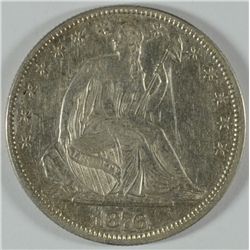 1876 SEATED LIBERTY HALF DOLLAR, AU-55