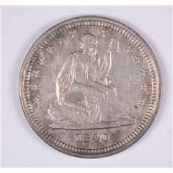 1840-O SEATED QUARTER AU 55 BEAUTIFUL COLOR