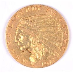 1911-D $2.50 GOLD INDIAN AU-58 CLEANED