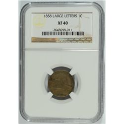 1858 LL FLYING EAGLE CENT NGC XF-40