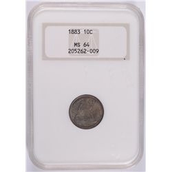 1883 SEATED DIME NGC MS-64