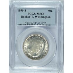1950-S BOOKER T WASHINGTON COMMEN HALF DOLLAR PCGS MS-66