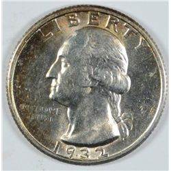 1932 WASHINGTON QUARTER, MS-64 WITH SOME RAINBOW TONING, NICE!!