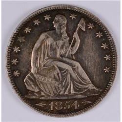 1854-O ARROWS SEATED LIBERTY HALF XF/AU