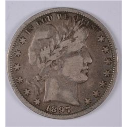 1897 BARBER HALF DOLLAR, VF
