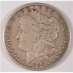 1886-S MORGAN SILVER DOLLAR, XF/AU-45  SCARCE DATE!