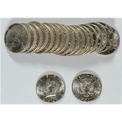 ORIGINAL GEM BU ROLL OF 1964-D KENNEDY HALF DOLLARS