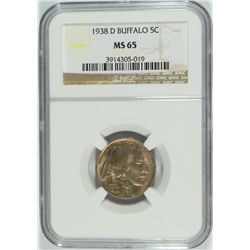 1938-D BUFFALO NICKEL NGC MS-65