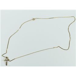 14k YELLOW GOLD CROSS/DIAMOND PENDANT w/22" 14k CHAIN  (3.1 dwt)