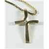 Image 2 : 14k YELLOW GOLD CROSS/DIAMOND PENDANT w/22" 14k CHAIN  (3.1 dwt)