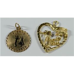 2 - 14K YELLOW GOLD PUERTO RICO & PUERTO VALLARTA PENDANTS - LIKE NEW! (2.5 dwt)