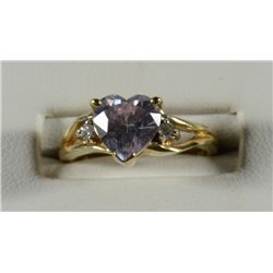 10k YELLOW GOLD HEART SHAPE TANZANITE RING SIZE 6 (2.1 dwt)
