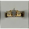 Image 1 : 10k YELLOW GOLD DIAMOND CLUSTER RING w/CROSSES ON SIDE SIZE 7 (2.5 dwt)