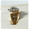 Image 2 : 10k YELLOW GOLD DIAMOND CLUSTER RING w/CROSSES ON SIDE SIZE 7 (2.5 dwt)