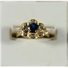 Image 1 : 10k YELLOW GOLD FASHION RING SAPPHIRE / CLEAR STONE CLUSTER SIZE 6 1/2 (2.2 dwt)