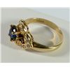 Image 3 : 10k YELLOW GOLD FASHION RING SAPPHIRE / CLEAR STONE CLUSTER SIZE 6 1/2 (2.2 dwt)
