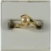 Image 1 : 10k YELLOW GOLD FASHION RING "PEARL LOOK" SIZE 6 3/4 (2.1 dwt)
