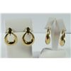 Image 1 : 2 - PAIR HOOP / DANGLE 14k YELLOW GOLD EARRINGS (7.9 dwt Total) LIGHTLY WORN