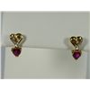 Image 3 : 10k GOLD & RUBY HEART SHAPE NECKLACE & EARRING SET "LOOKS NEW" (1.9 total dwt)