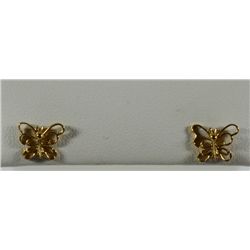 14k YELLOW GOLD BUTTERFLY EARRINGS "LOOKS NEW" (.5 dwt)