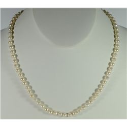 14k PEARL LOOK BEADED NECKLACE, LATCH IS 14k "LOOKS NEW"  18"