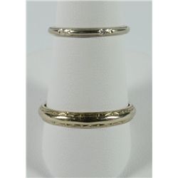 14k WHITE GOLD WEDDING BAND VINTAGE SET LADIES SIZE 7, MANS SIZE 12