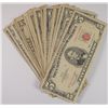 Image 1 : ( 50 ) $5.00 RED AND BLUE SEAL NOTES, LOW GRADE