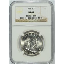 1956 FRANKLIN HALF DOLLAR, NGC MS-64