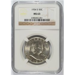 1954-S FRANKLIN HALF DOLLAR NGC MS-63