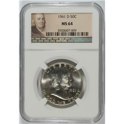 1961-D FRANKLIN HALF DOLLAR, NGC MS-64