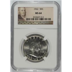 1962 FRANKLIN HALF DOLLAR, NGC MS-64