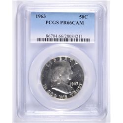 1963 FRANKLIN HALF DOLLAR, PCGS PROOF-66 CAMEO!