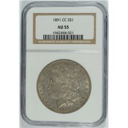 1891-CC MORGAN DOLLAR NGC AU-55