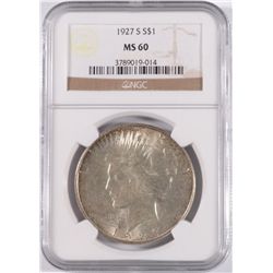 1927-S PEACE DOLLAR NGC MS-60 (TOUGH COIN)